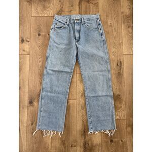 WRANGLER 28 VT vintage light wash denim straight wide leg jean cowboy western
